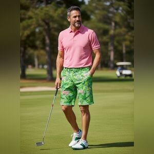 Polo Ralph Lauren Shorts Men Size 36 Golf  Leopard Tropical Print